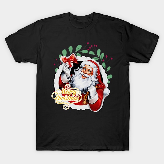 Merry Christmas Santa Present Holiday T-Shirt by Francoco